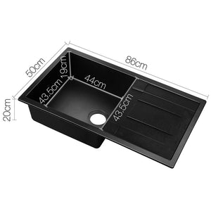 Cefito 860 x 500mm Granite Stone Sink - Black