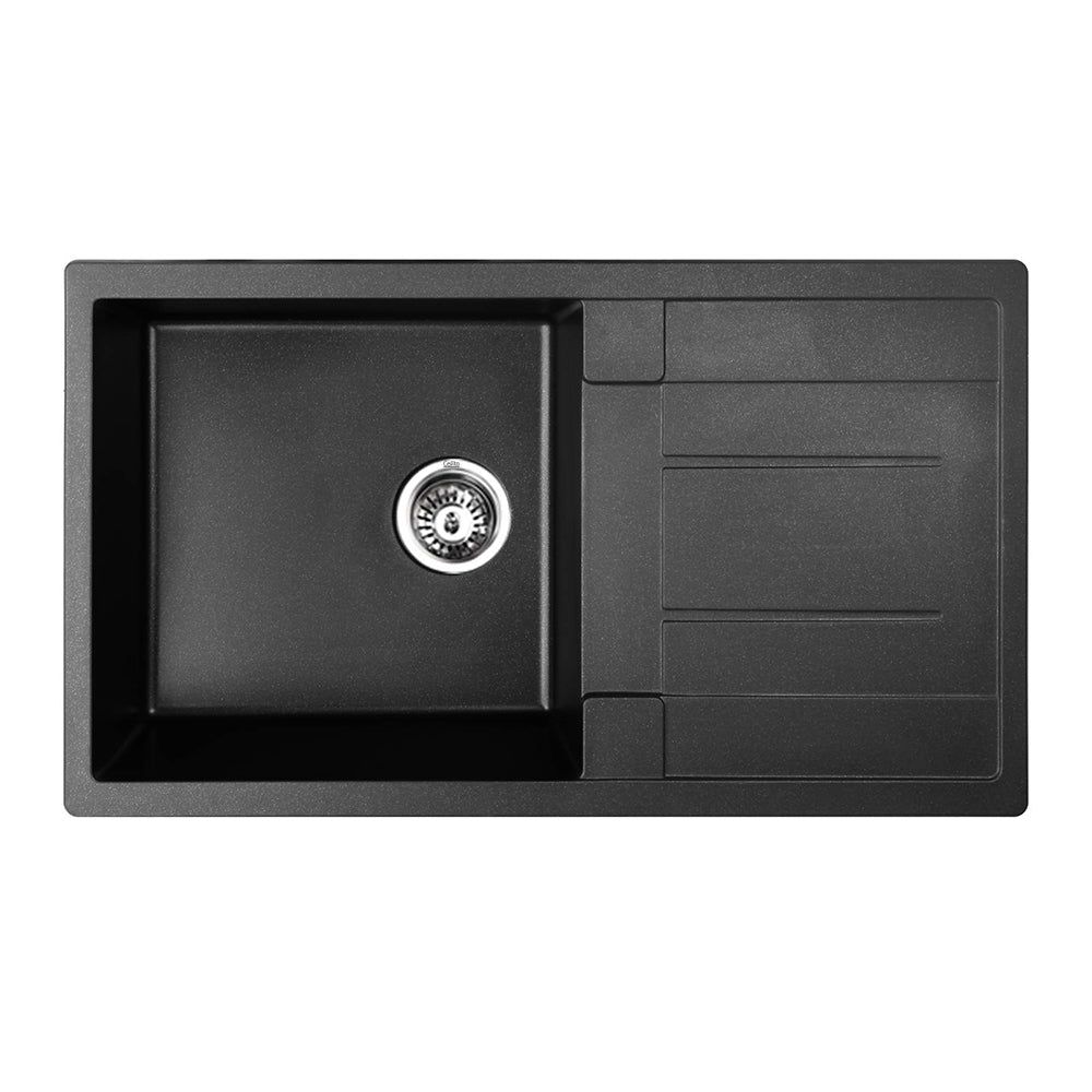 Cefito 860 x 500mm Granite Stone Sink - Black