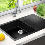 Cefito 860 x 500mm Granite Stone Sink - Black