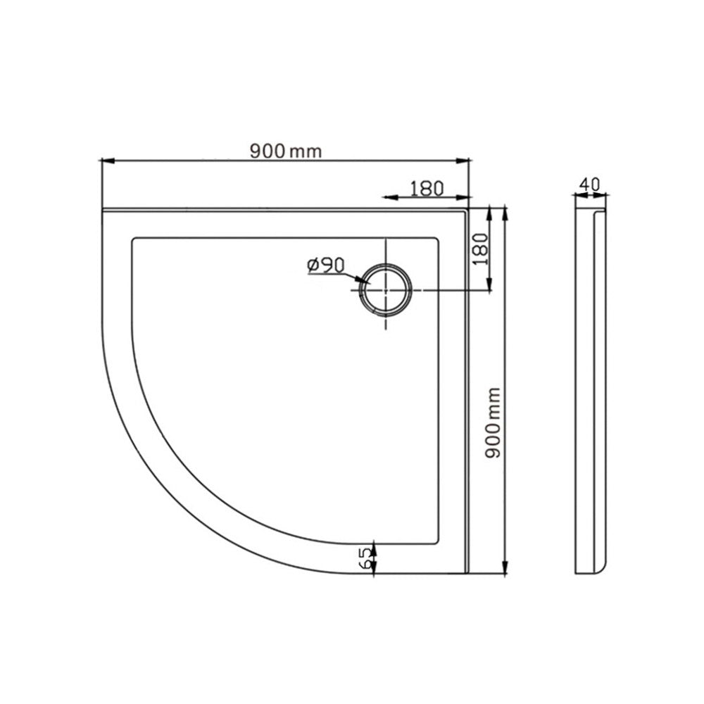 Cefito Shower Base Bathroom Over Tray Acrylic ABS Curved 900x900mm White