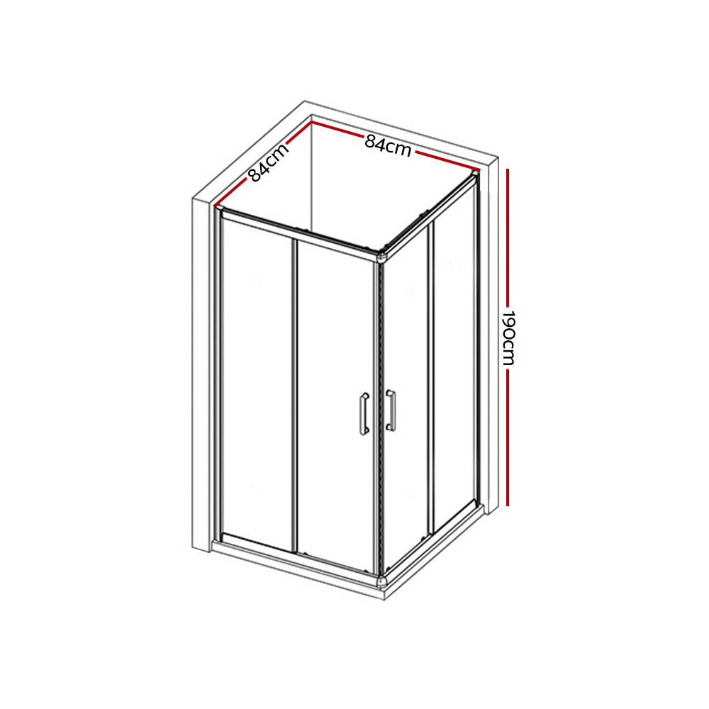 Cefito Bathroom 860MM Square Shower Cubicle Screen