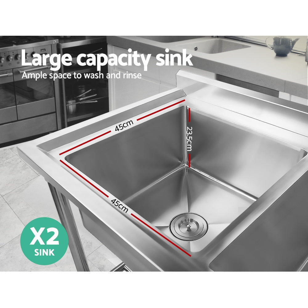 Cefito 150x60cm Commercial Stainless Steel Sink Kitchen Bench