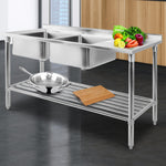 Cefito 150x60cm Commercial Stainless Steel Sink Kitchen Bench