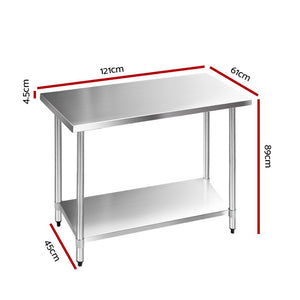 Cefito 1219 x 610mm Commercial Stainless Steel Kitchen Bench 