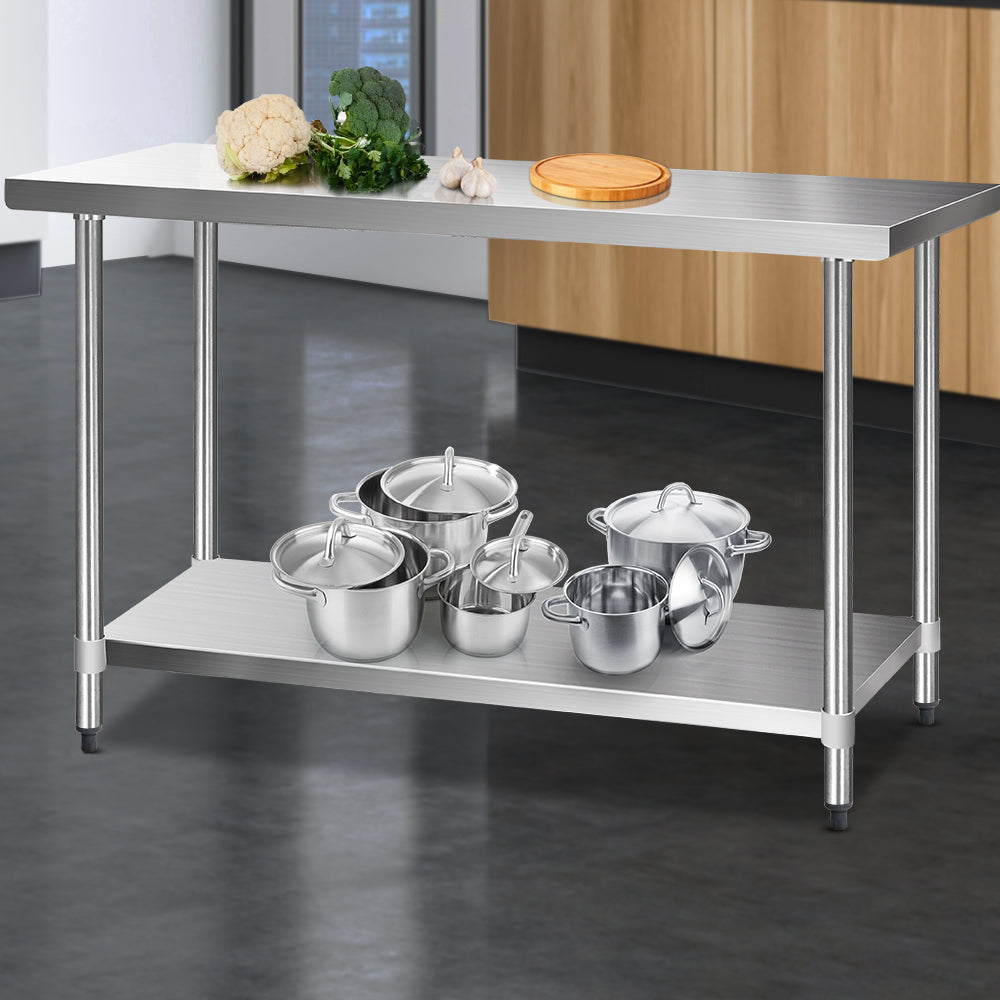 Cefito 1524 x 610mm Commercial Stainless Steel Kitchen Bench 