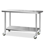 Cefito 304 Stainless Steel Kitchen Benches Work Bench Food Prep Table with Wheels 1524MM x 610MM