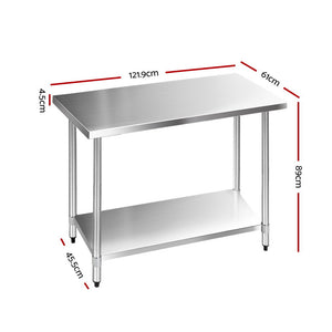 Cefito 610 x 1219mm Commercial Stainless Steel Kitchen Bench