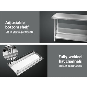 Cefito 610 x 1219mm Commercial Stainless Steel Kitchen Bench