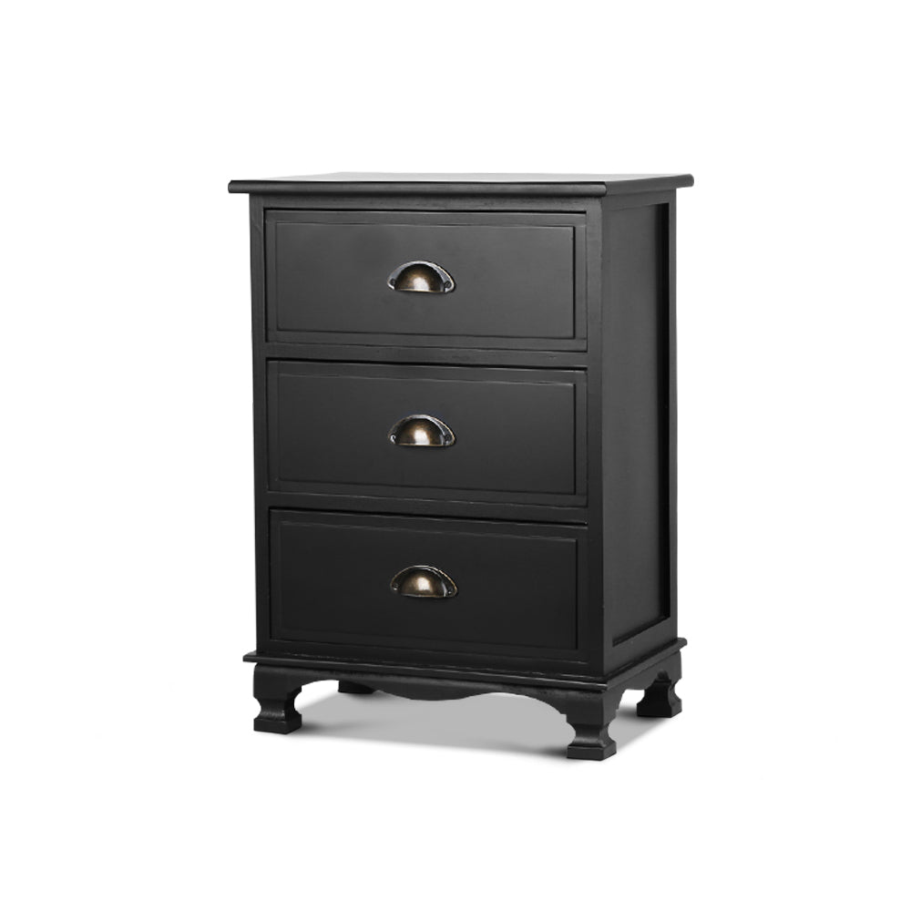 Artiss Vintage Bedside Table Chest Storage Cabinet Nightstand Black