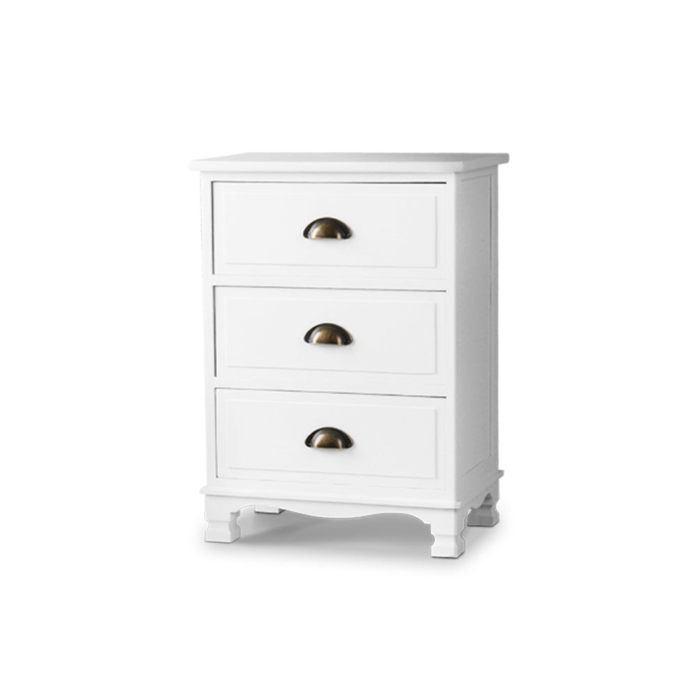 Artiss Vintage Bedside Table Chest Storage Cabinet Nightstand White