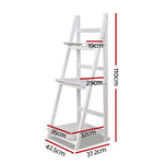 Artiss Display Shelf 3 Tier Wooden Ladder Stand Storage Book Shelves Rack White