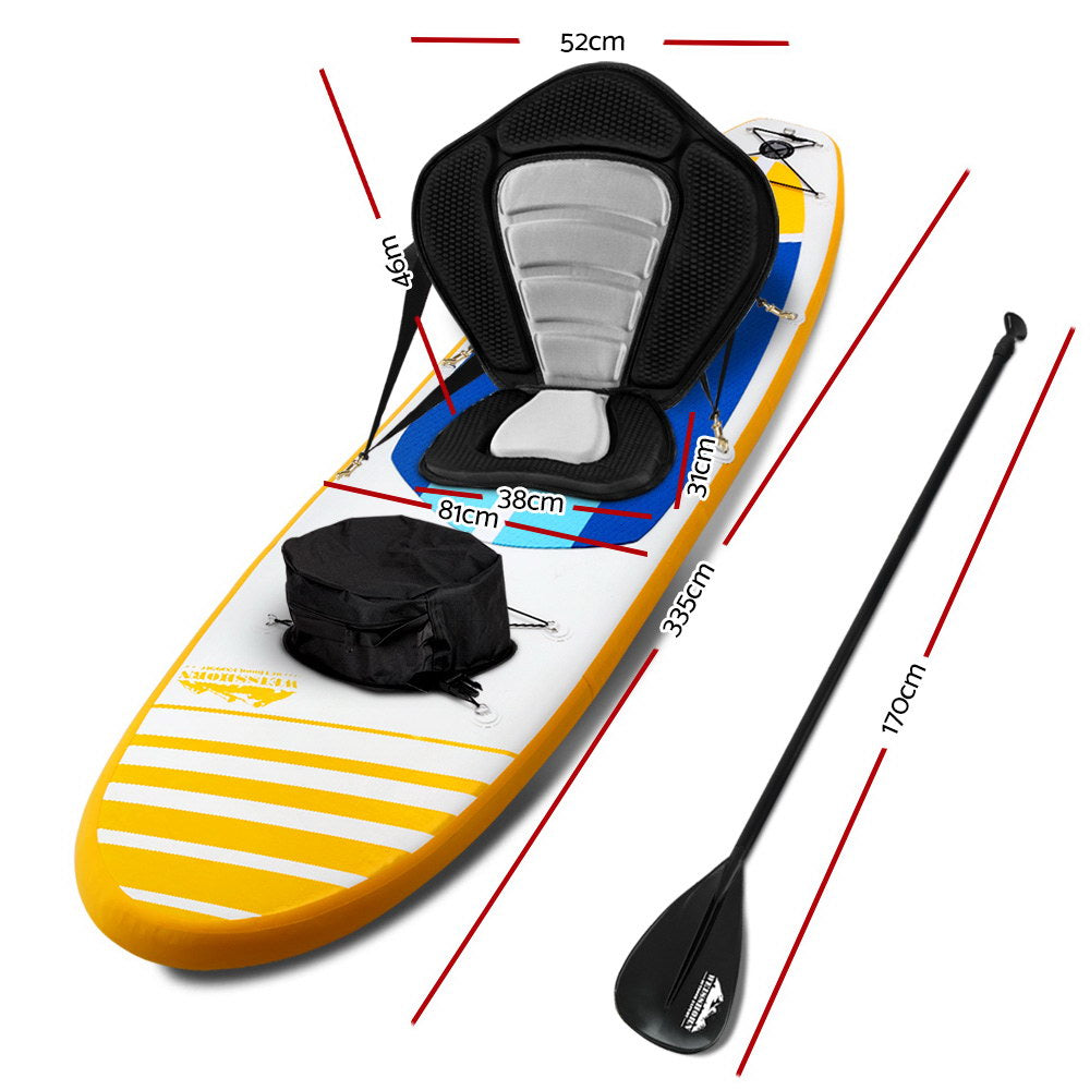 Weisshorn Stand Up Paddle Boards 11" Inflatable SUP Surfboard Paddleboard Kayak Seat Yellow