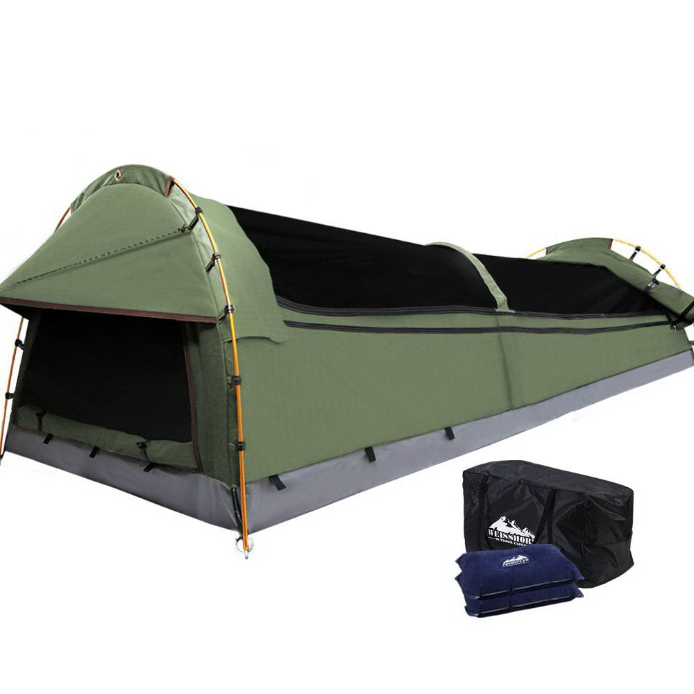 Weisshorn Double Swag Camping Swag Canvas Tent - Celadon