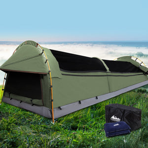 Weisshorn Double Swag Camping Swag Canvas Tent - Celadon