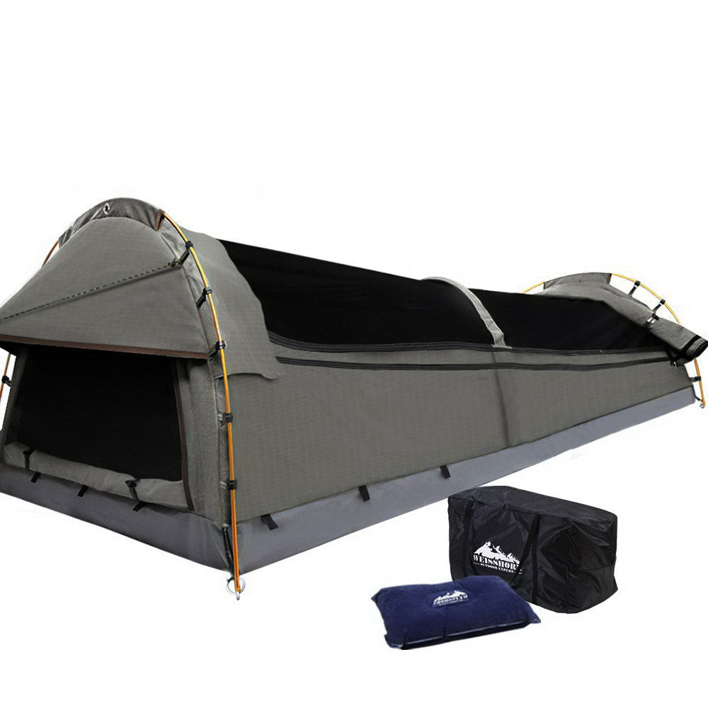 Weisshorn King Single Swag Camping Swag Canvas Tent - Grey