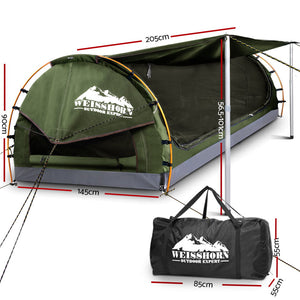 Weisshorn Double Swag Camping Swag Canvas Tent - Celadon