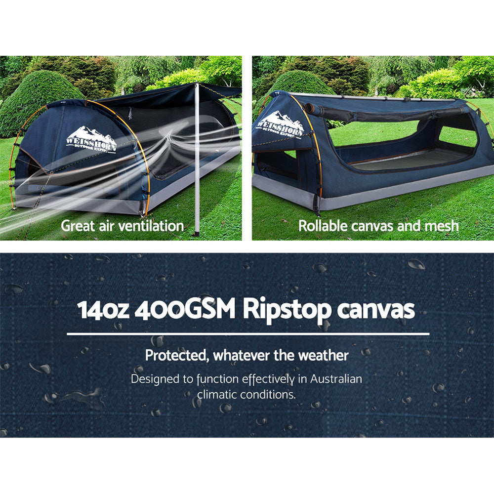 Weisshorn Double Swag Camping Swag Canvas Tent - Dark Blue