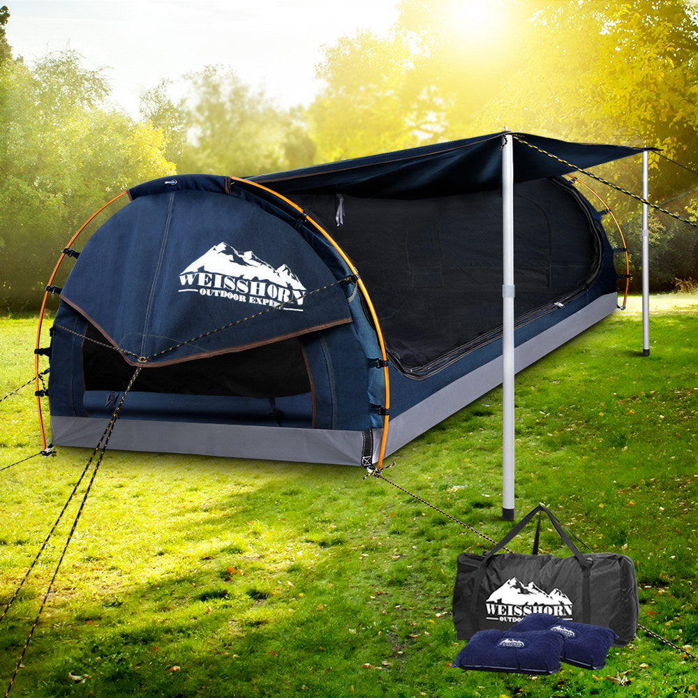 Weisshorn Double Swag Camping Swag Canvas Tent - Dark Blue