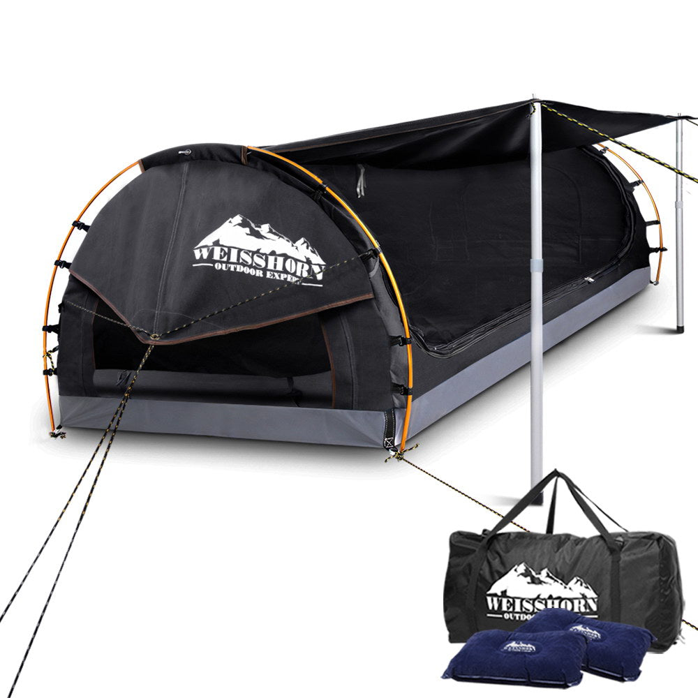 Weisshorn Double Swag Camping Swag Canvas Tent - Dark Grey