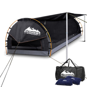 Weisshorn Double Swag Camping Swag Canvas Tent - Dark Grey