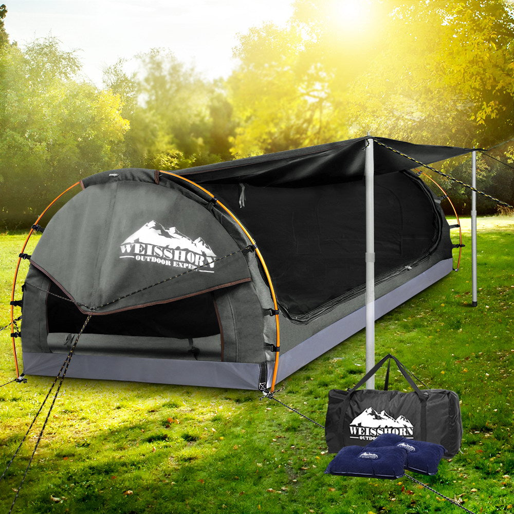 Weisshorn Double Swag Camping Swag Canvas Tent - Grey