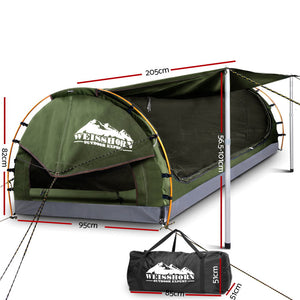 Weisshorn King Single Swag Camping Swag Canvas Tent - Celadon