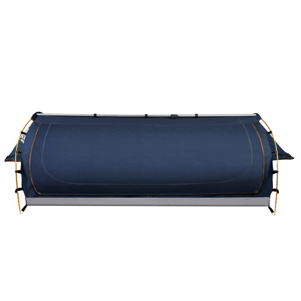 Weisshorn King Single Swag Camping Swag Canvas Tent - Dark Blue