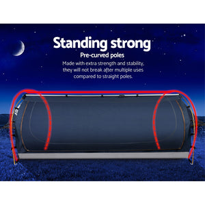 Weisshorn King Single Swag Camping Swag Canvas Tent - Dark Blue