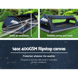 Weisshorn King Single Swag Camping Swag Canvas Tent - Dark Blue
