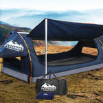 Weisshorn King Single Swag Camping Swag Canvas Tent - Dark Blue