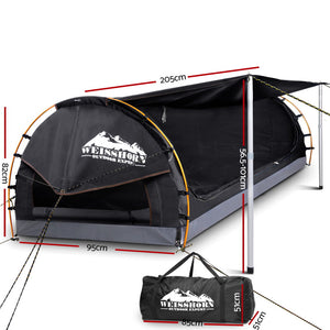 Weisshorn King Single Swag Camping Swag Canvas Tent - Dark Grey