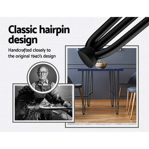 4x Hairpin Legs Coffee Dinner Table Steel Industrial Desk Bench 3 Rod Black 73CM