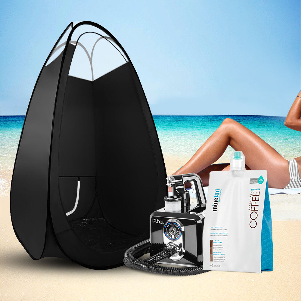 Alba. Spray Tan Machine Spray Tan Tent Kit 1L Solution Sunless HVLP Black