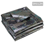 Instahut 9x12m Canvas Tarp Heavy Duty Camping Poly Tarps Tarpaulin Cover Camouflage