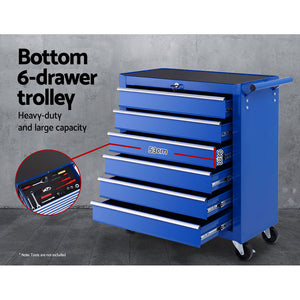 Giantz Tool Box Chest Trolley 16 Drawers Cabinet Cart Garage Toolbox Blue