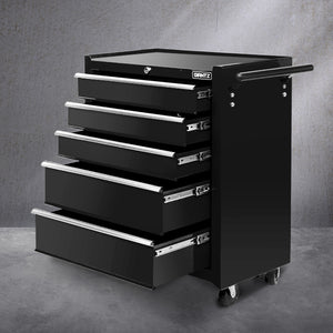 Giantz 5 Drawer Mechanic Tool Box Storage Trolley - Black