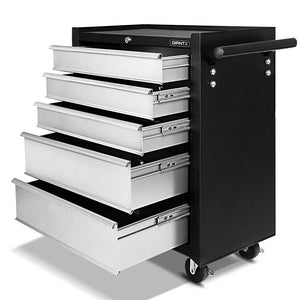 Giantz 5 Drawer Mechanic Tool Box Storage Trolley - Black & Grey