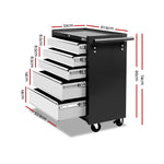 Giantz 5 Drawer Mechanic Tool Box Storage Trolley - Black & Grey