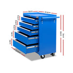 Giantz 5 Drawer Mechanic Tool Box Storage Trolley - Blue