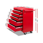 Giantz 5 Drawer Mechanic Tool Box Storage Trolley - Red