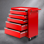 Giantz 5 Drawer Mechanic Tool Box Storage Trolley - Red