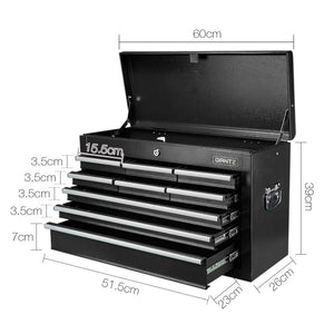 Giantz 9 Drawer Mechanic Tool Box Storage Chest - Black