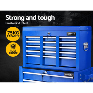 Giantz 9 Drawer Mechanic Tool Box Storage Chest - Blue