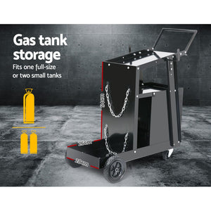 Giantz 4 Drawer Welding Trolley - Black