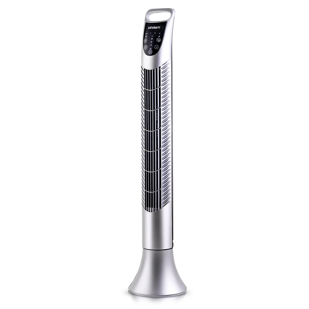 Devanti Portable Cross Flow Tower Fan - Silver