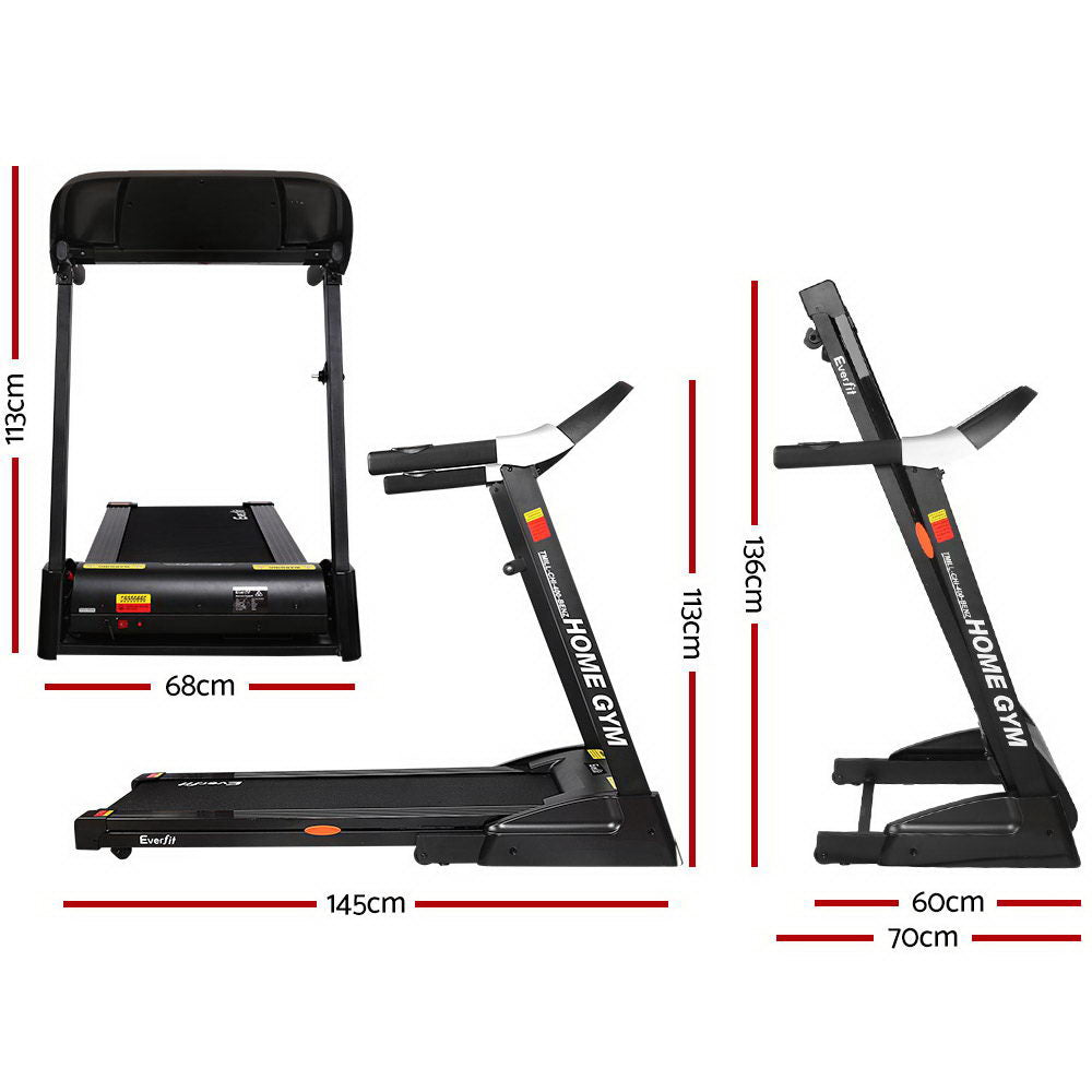 Everfit Electric Treadmill 40cm Running Home Gym Fitness Machine Black