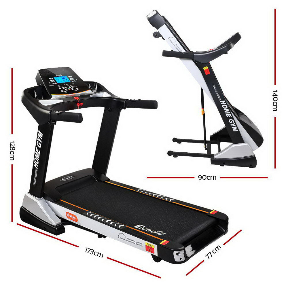 Everfit Electric Treadmill 48cm Incline Running Home Gym Fitness Machine Black