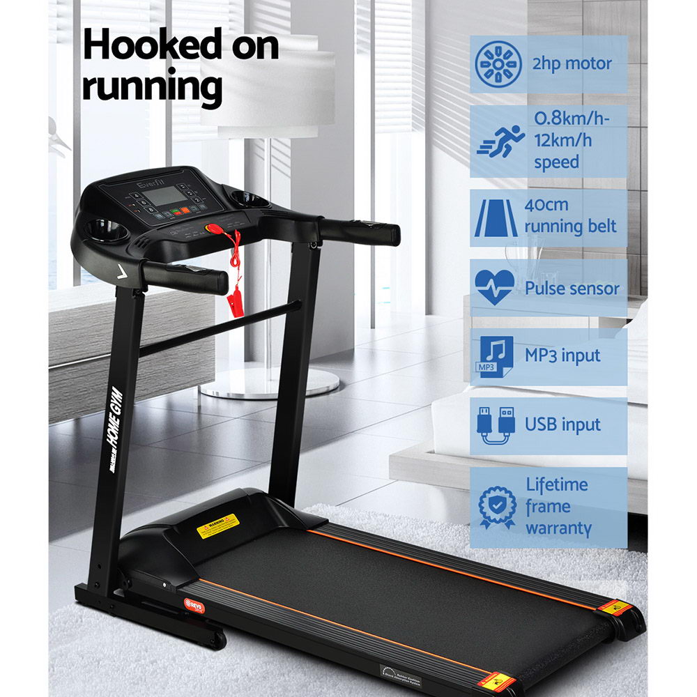 Everfit Electric Treadmill 40cm Running Home Gym Fitness Machine Black