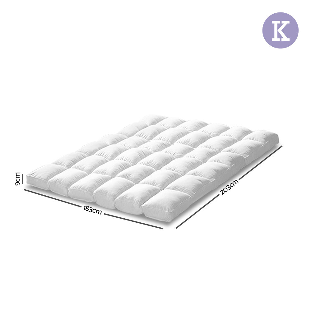 Giselle KING 1800GSM Mattress Topper Duck Feather Down 9cm Pillowtop Topper