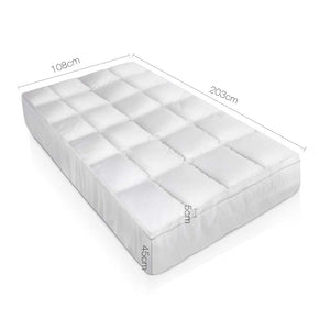 Giselle King SINGLE Mattress Topper Goose Feather Down 1000GSM Pillowtop Topper